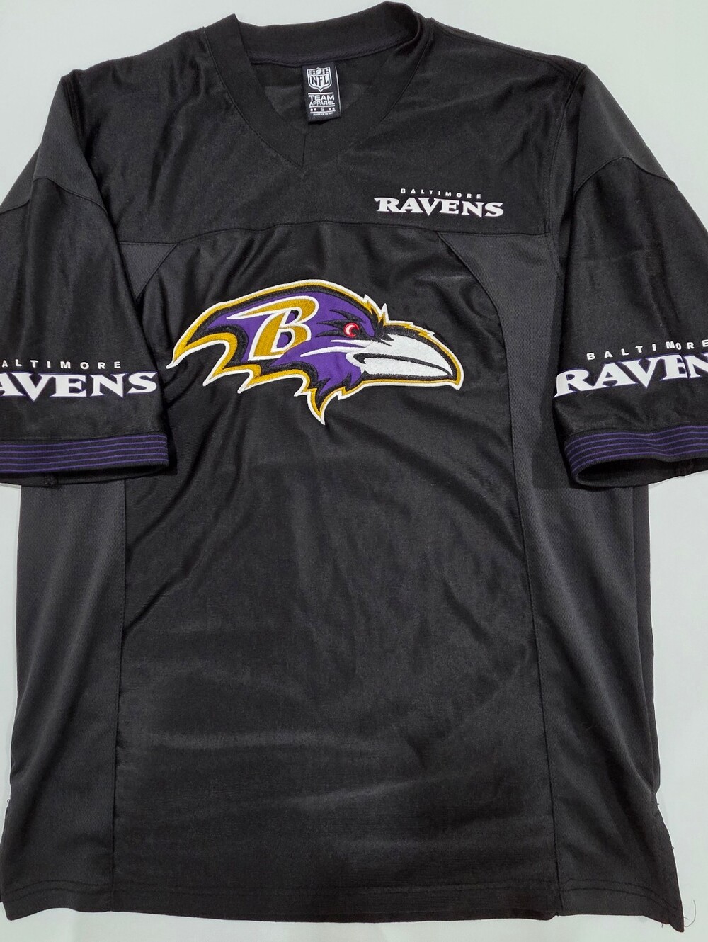NFL Team Apparel Baltimore Ravens Jersey Shirt Womens Small Black Football Fan